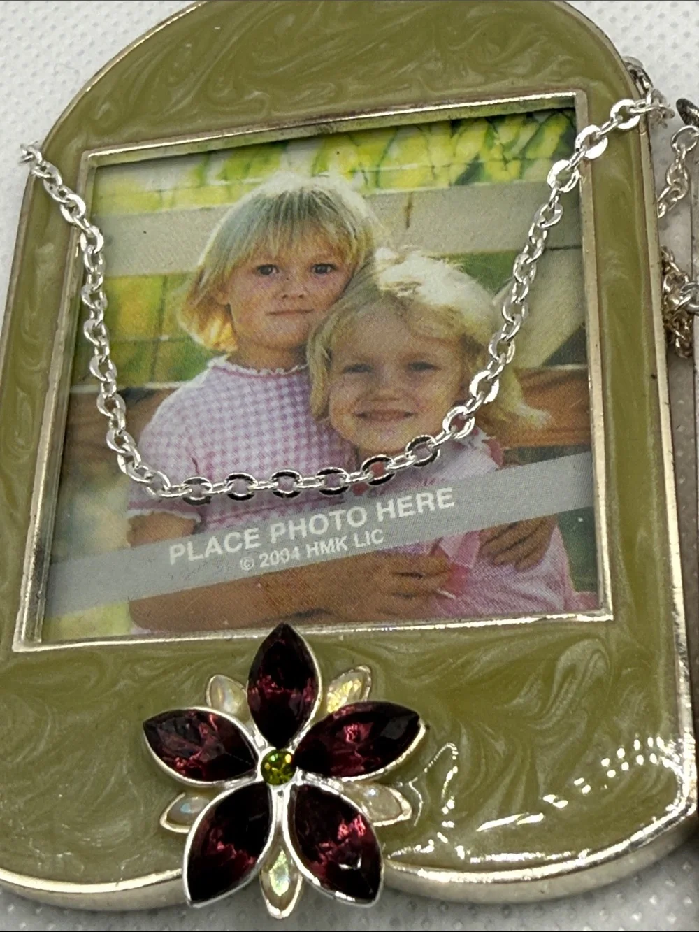 5 Hallmark Olive Green & lime  Enamel Photo Frame picture Aurora & rhinestones